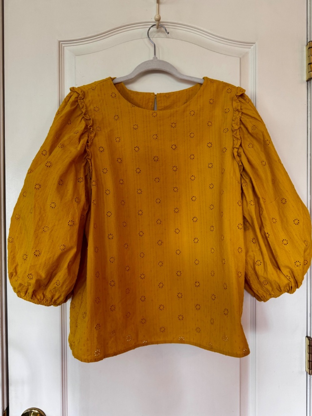 Universal Thread Goods Co. Eyelet Gold Blouse - Picture 2 of 13
